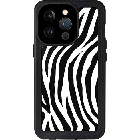 Zebra Print iPhone 15 Pro Waterproof Case
